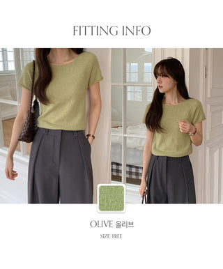 Hirwan Wool Raglan Short Sleeve Knit