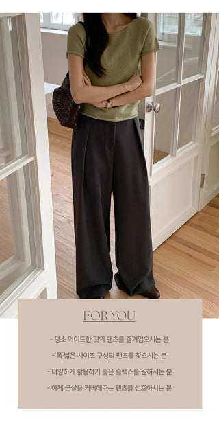 Ladaine Pintuck Back Elastic Wide Slacks