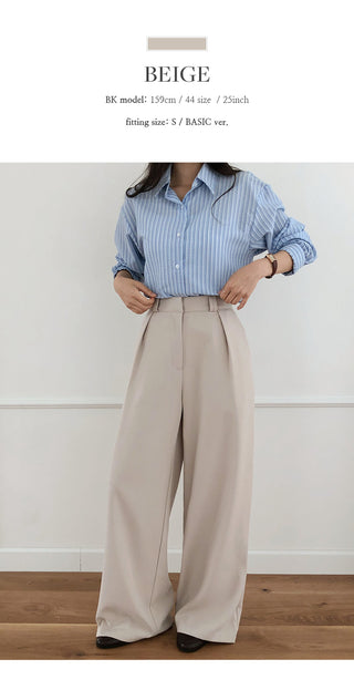 Ladaine Pintuck Back Elastic Wide Slacks