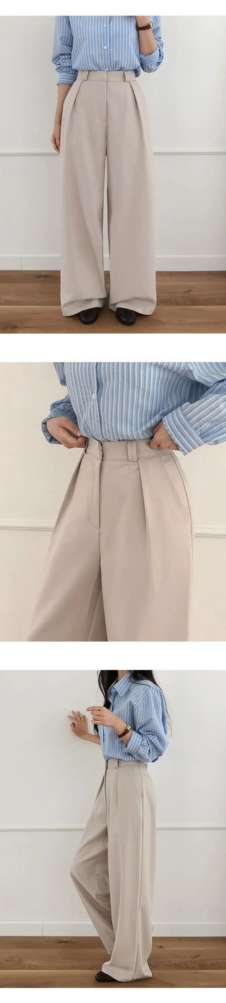 Ladaine Pintuck Back Elastic Wide Slacks