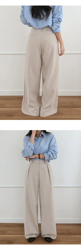 Ladaine Pintuck Back Elastic Wide Slacks
