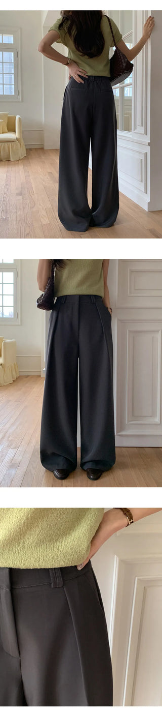 Ladaine Pintuck Back Elastic Wide Slacks