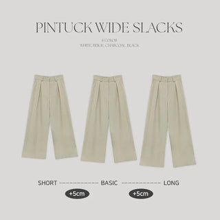 Ladaine Pintuck Back Elastic Wide Slacks