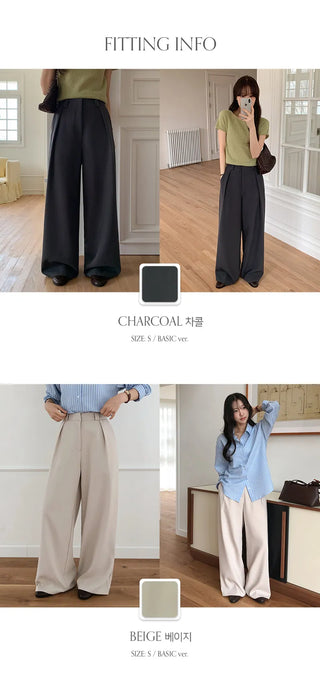 Ladaine Pintuck Back Elastic Wide Slacks
