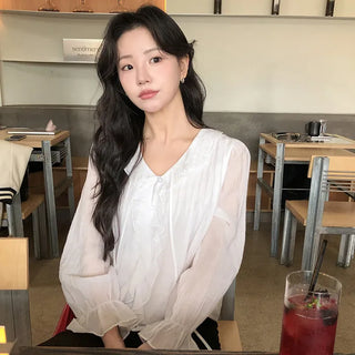 Lorena Frill Collar Shirred Blouse