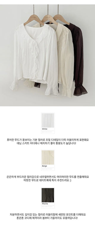 Lorena Frill Collar Shirred Blouse