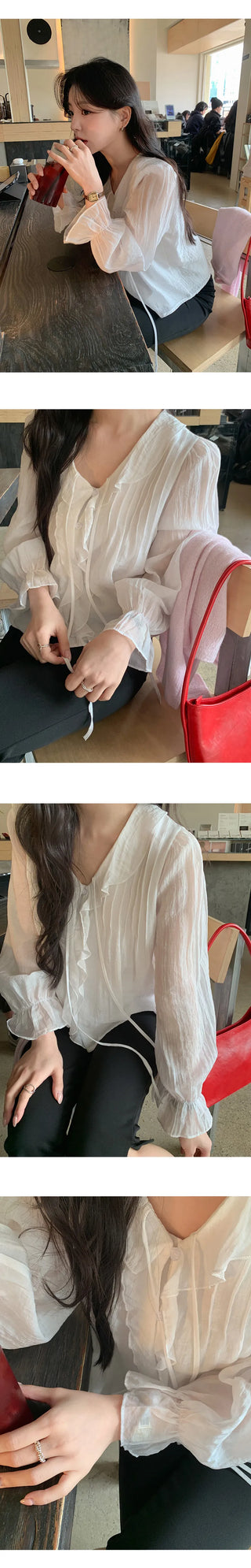 Lorena Frill Collar Shirred Blouse
