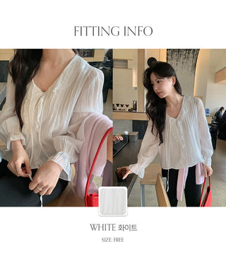 Lorena Frill Collar Shirred Blouse