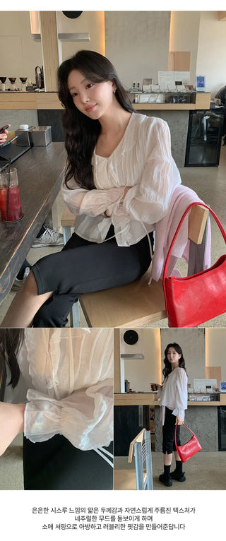 Lorena Frill Collar Shirred Blouse