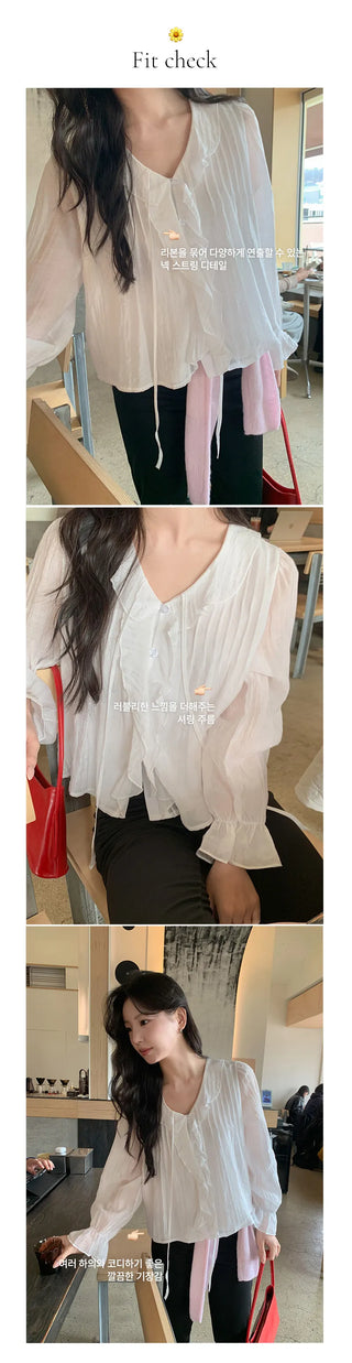 Lorena Frill Collar Shirred Blouse