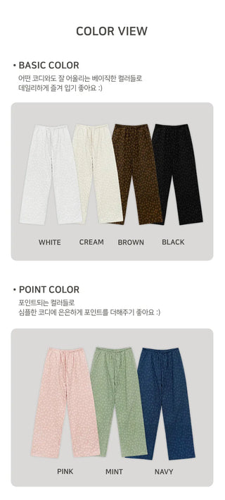Setsua Flower Embossed Elastic Waist Wide Pants