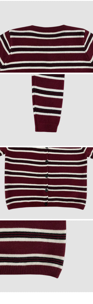 Cotir Striped Round Long Sleeve Cardigan