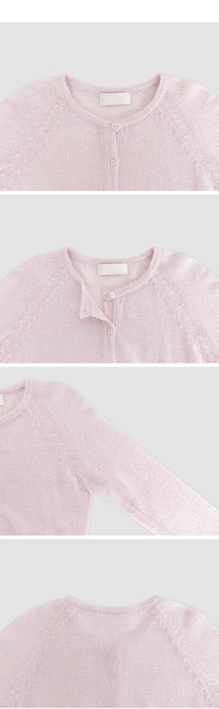 Hagren Wool Mohair Round Neck Long Sleeve Knit Cardigan