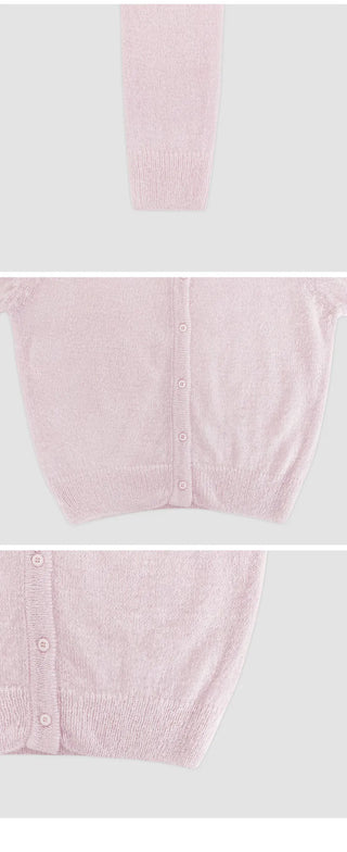 Hagren Wool Mohair Round Neck Long Sleeve Knit Cardigan