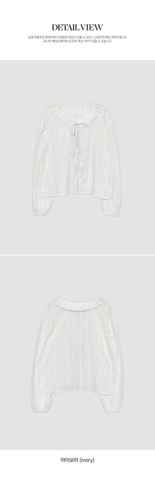Hetren Frill Collar Neck Button Ribbon String Blouse