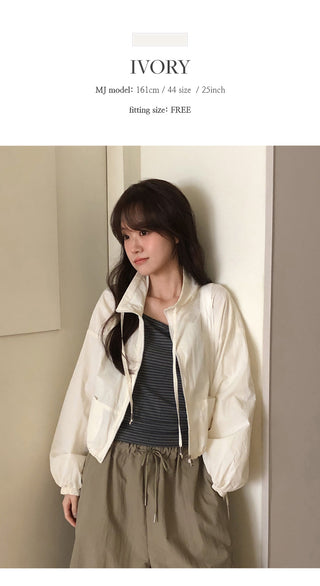 Rotain Loose Fit String High Neck Nylon Jumper