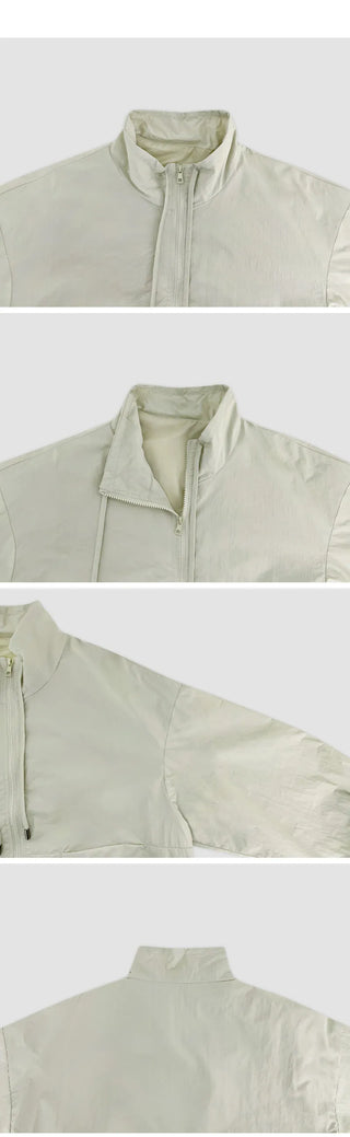 Rotain Loose Fit String High Neck Nylon Jumper