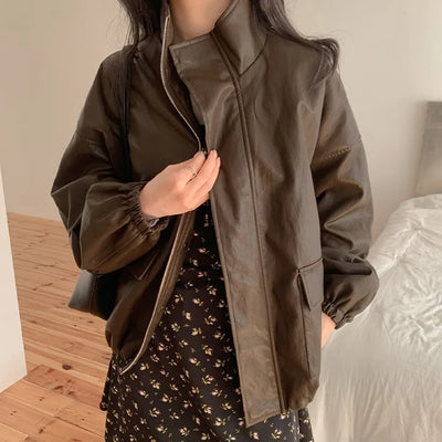 Pironz Loose Fit String Leather Jumper