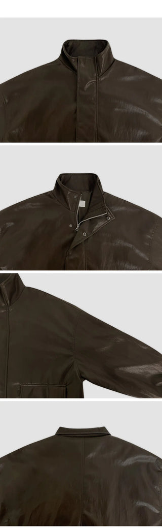 Pironz Loose Fit String Leather Jumper
