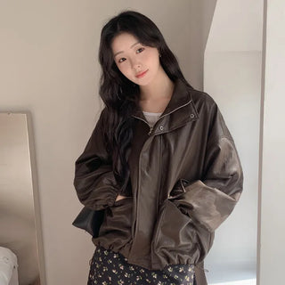 Pironz Loose Fit String Leather Jumper