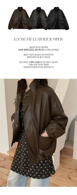 Pironz Loose Fit String Leather Jumper
