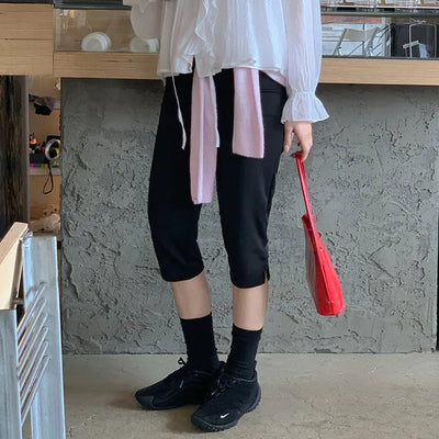 Centobi Elastic Waist Length Spandex Biker Pants