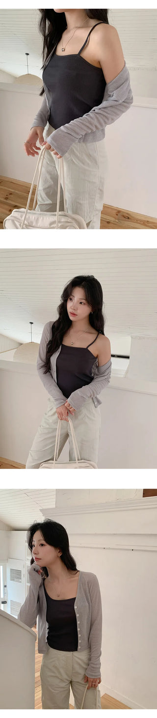 Nerodin Square Neck Asymmetrical Ribbed Sleeveless Top