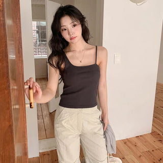 Nerodin Square Neck Asymmetrical Ribbed Sleeveless Top