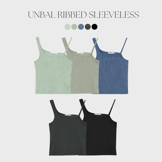 Nerodin Square Neck Asymmetrical Ribbed Sleeveless Top
