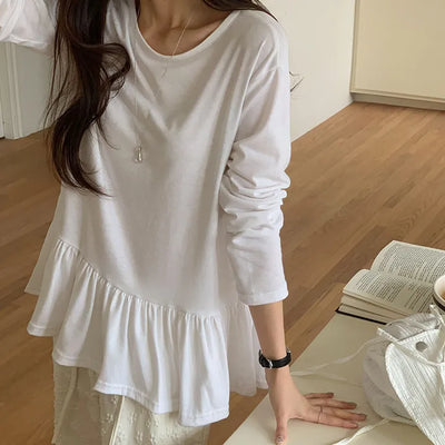 Lottize Frill Round Long Sleeve T shirt