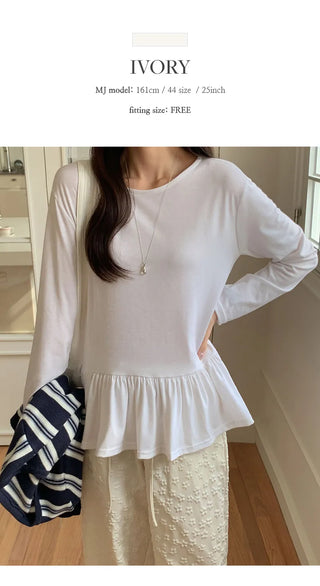 Lottize Frill Round Long Sleeve T shirt