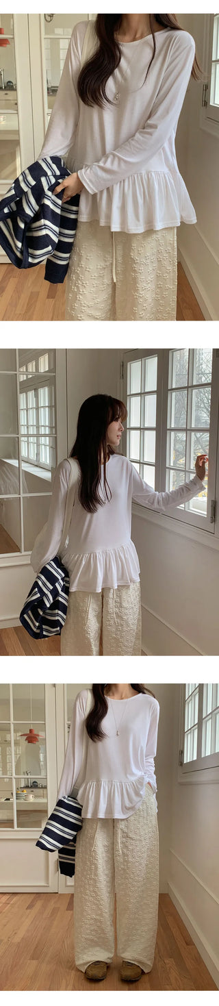 Lottize Frill Round Long Sleeve T shirt