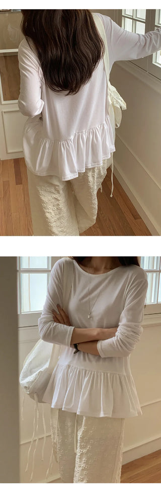 Lottize Frill Round Long Sleeve T shirt