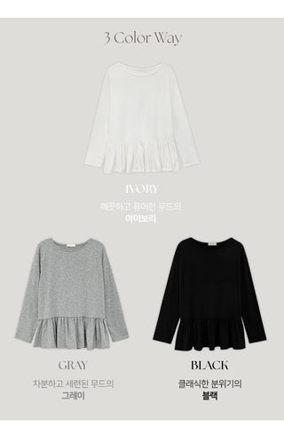 Lottize Frill Round Long Sleeve T shirt