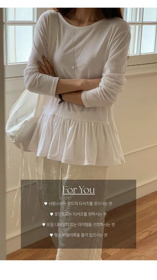 Lottize Frill Round Long Sleeve T shirt
