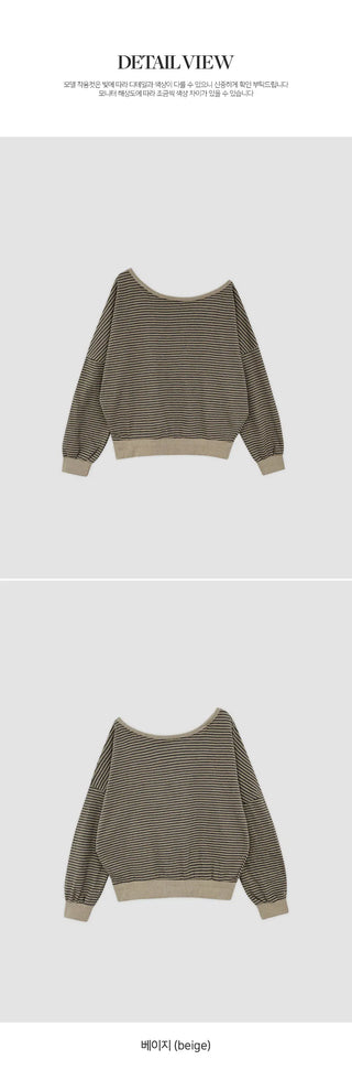 Rokven Loose Fit Striped One Shoulder Sweatshirt