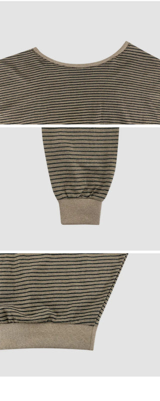 Rokven Loose Fit Striped One Shoulder Sweatshirt