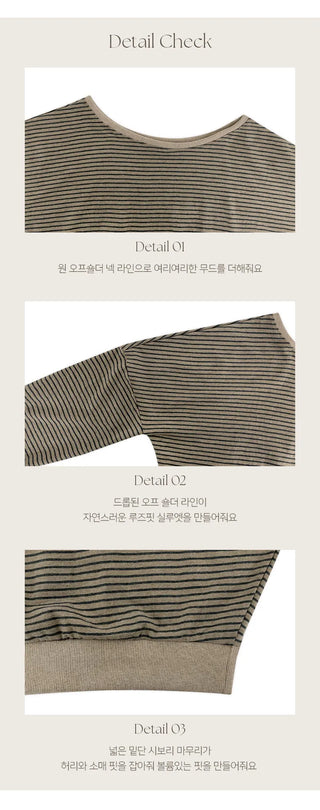 Rokven Loose Fit Striped One Shoulder Sweatshirt