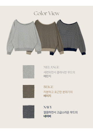 Rokven Loose Fit Striped One Shoulder Sweatshirt