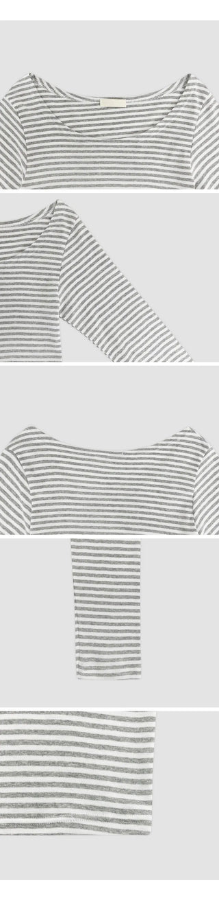 Forabin U neck Striped Slim Fit Long Sleeve T shirt