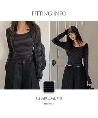 Forabin U neck Striped Slim Fit Long Sleeve T shirt