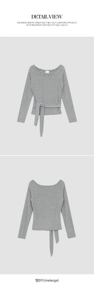 Terrines Striped Tie Raglan Long Sleeve T shirt
