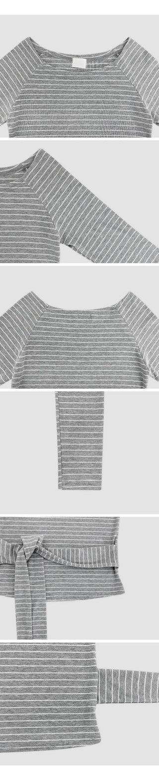 Terrines Striped Tie Raglan Long Sleeve T shirt