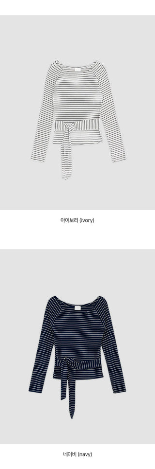 Terrines Striped Tie Raglan Long Sleeve T shirt