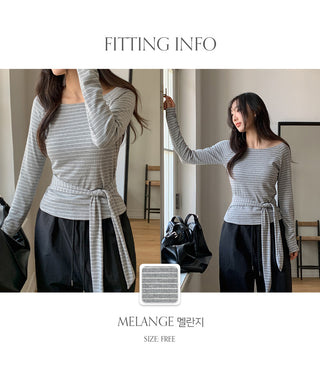 Terrines Striped Tie Raglan Long Sleeve T shirt
