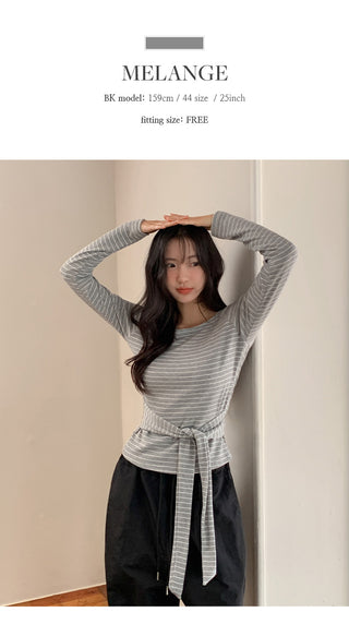 Terrines Striped Tie Raglan Long Sleeve T shirt