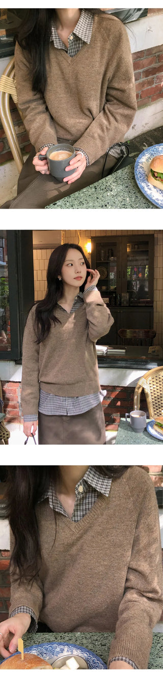 Herki Raglan V neck Long Sleeve Knit