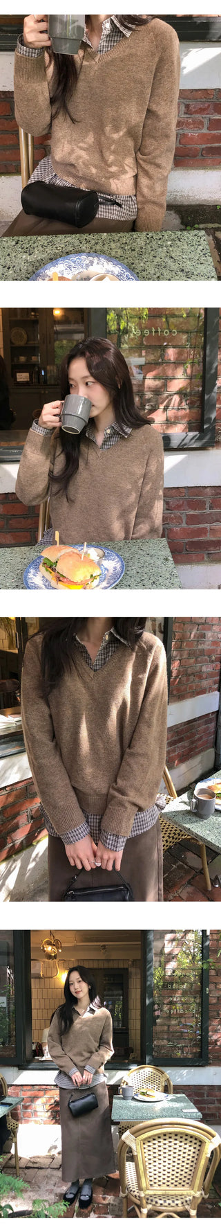 Herki Raglan V neck Long Sleeve Knit