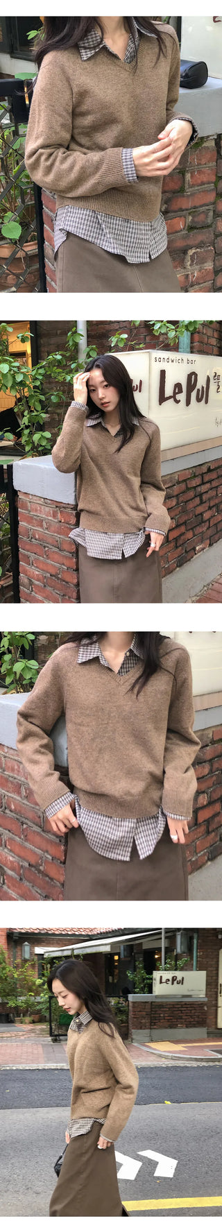 Herki Raglan V neck Long Sleeve Knit