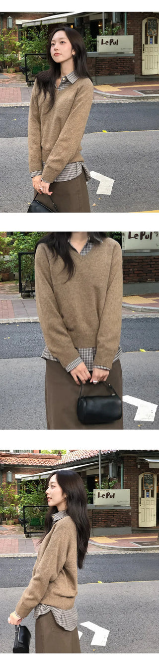 Herki Raglan V neck Long Sleeve Knit